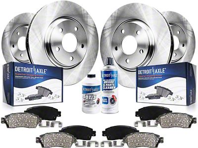 Vented Brake Rotor, Pad, Brake Fluid and Cleaner Kit; Front and Rear (11-14 Mustang V6)