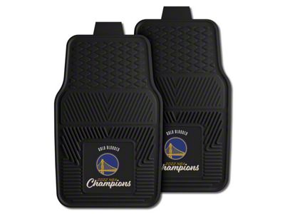 Vinyl Front Floor Mats with Golden State Warriors 2022 NBA Finals Champions Logo; Black (Universal; Some Adaptation May Be Required)