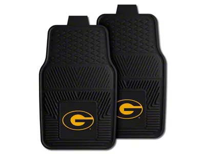 Vinyl Front Floor Mats with Grambling State University Oval G Logo; Black (Universal; Some Adaptation May Be Required)