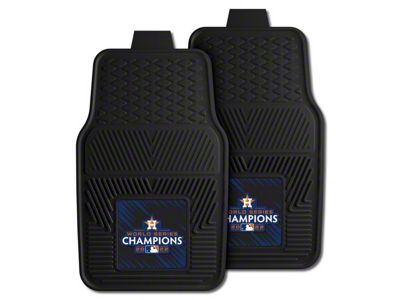 Vinyl Front Floor Mats with Houston Astros 2022 MLB World Series Champions Logo; Black (Universal; Some Adaptation May Be Required)