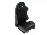 Vinyl Racing Bucket Seats with Seat Sliders; Black with Red Stitching (Universal; Some Adaptation May Be Required)