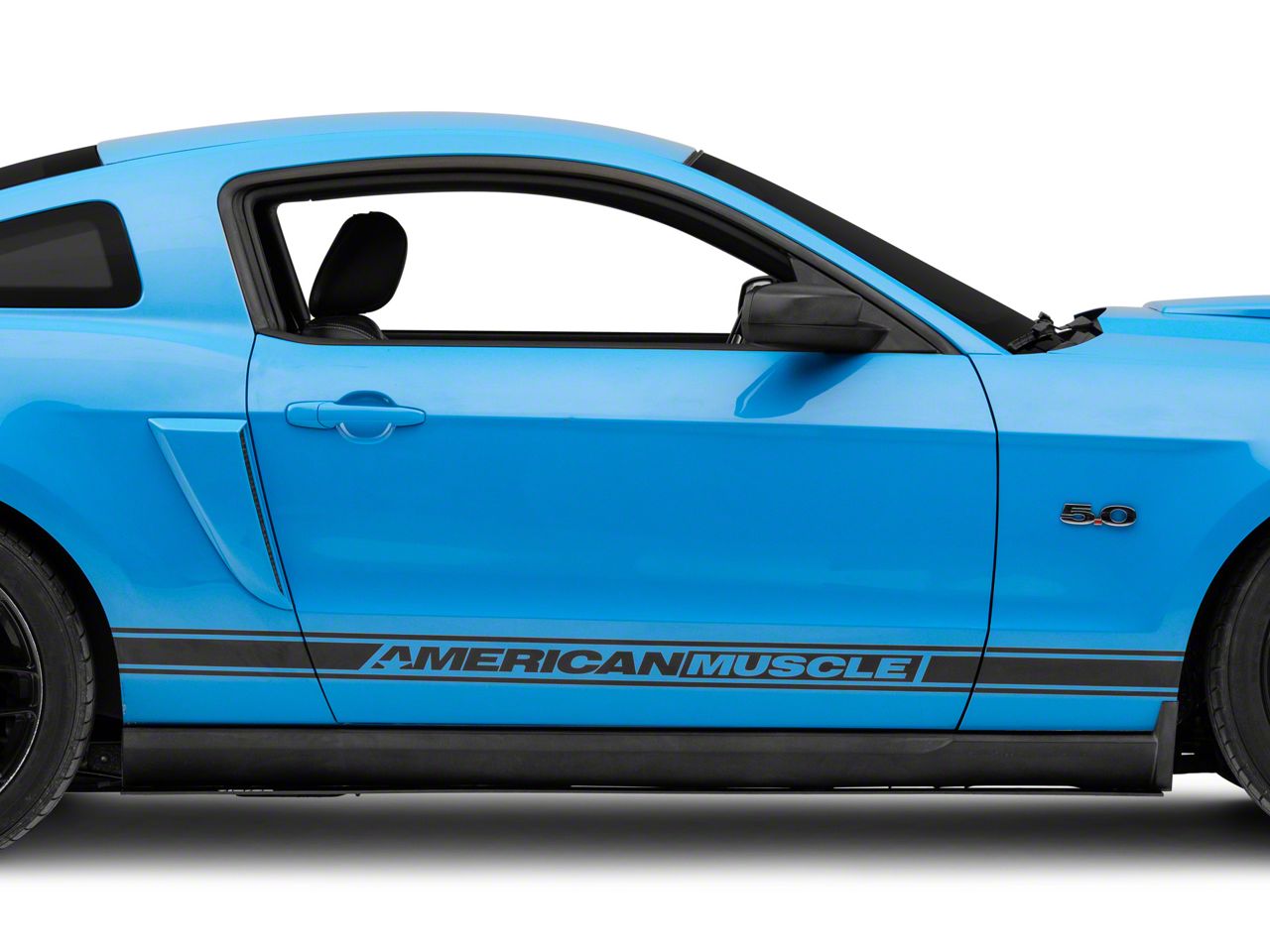 Mustang VZ Style Side Skirt Splitters; Gloss Carbon Fiber