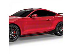 VZR1 Style Side Skirt Splitters; Gloss Black Vinyl (15-23 Mustang GT, EcoBoost, V6)