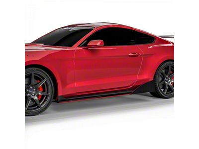 VZR1 Style Side Skirt Splitters; Gloss Black Vinyl (15-23 Mustang GT, EcoBoost, V6)