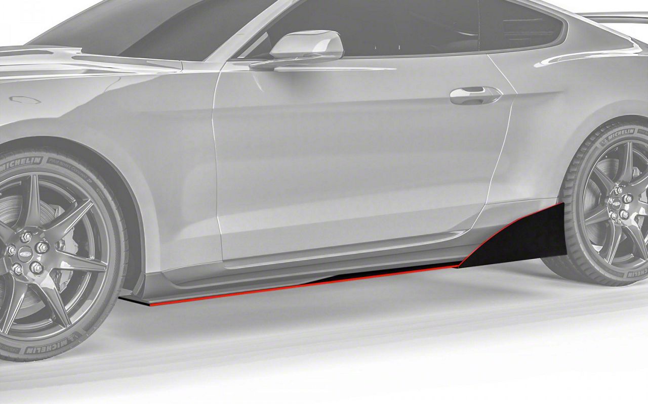 Mustang VZR1 Style Side Skirt Splitters; Gloss Carbon Fiber