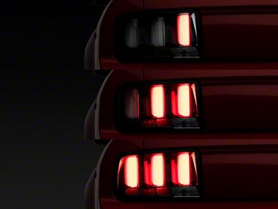 White Light Bar LED Tail Lights; Black Housing; Clear Lens (05-09 Mustang)