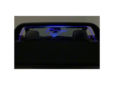 Wind Deflector with Running Pony; Clear; Blue Lighting Kit (15-23 Mustang Fastback)