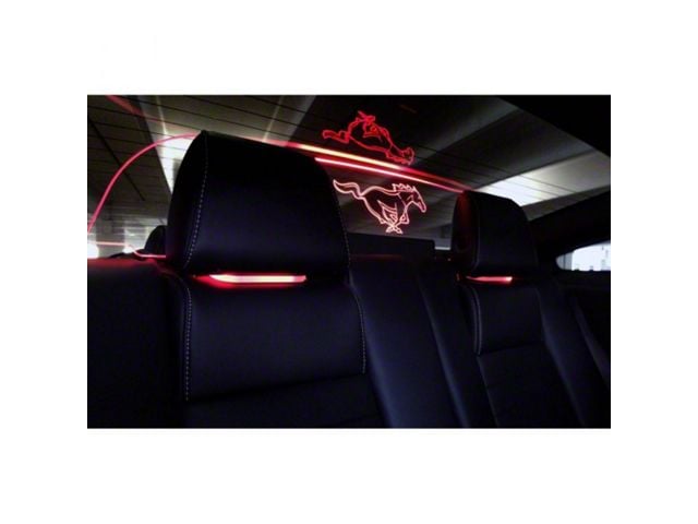 Wind Deflector with Running Pony; Red (11-14 Mustang Coupe)