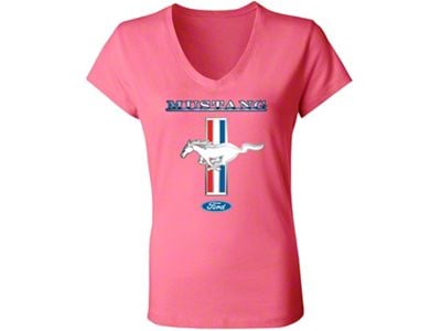 Women's Mustang T-Shirt Pink Mustang Logo
