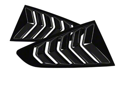 5-Vent Style Quarter Window Louvers; Gloss Black (15-23 Mustang Fastback)