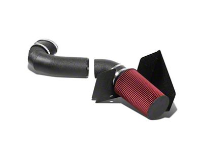 Aluminum Cold Air Intake with Red Filter and Heat Shield; Black (05-09 Mustang GT)