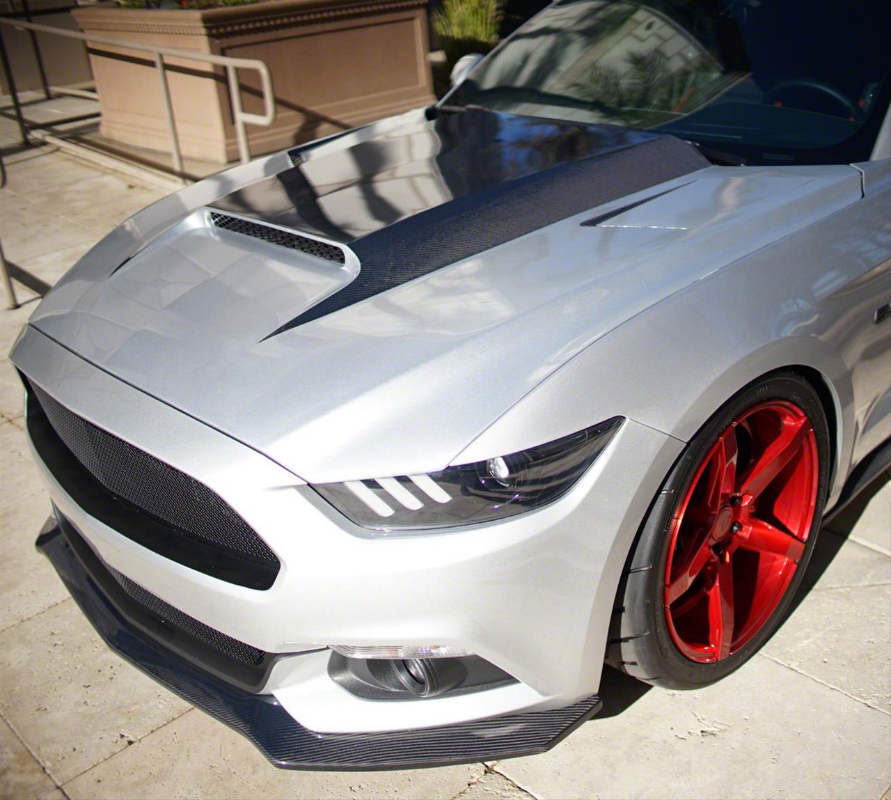 Ram Air Hood with Carbon Fiber Blister; Unpainted (15-23 Mustang GT, EcoBoost, V6)