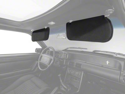Cloth Sun Visors; Black (83-93 Mustang Coupe, Hatchback)