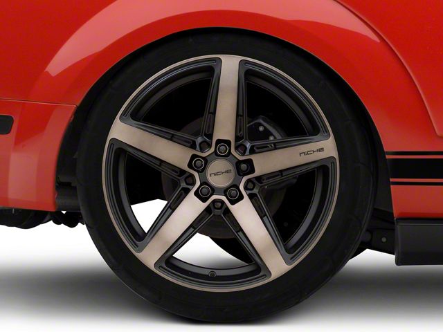 Niche Teramo Matte Black with Double Dark Tint Face Wheel; Rear Only; 20x11 (05-09 Mustang)