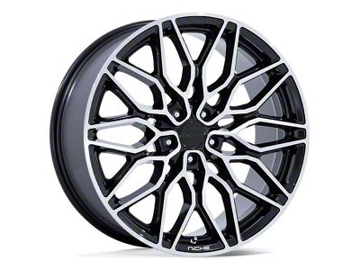 Niche Calabria 5 Gloss Black Machined Wheel; 22x9; 15mm Offset (06-10 RWD Charger)