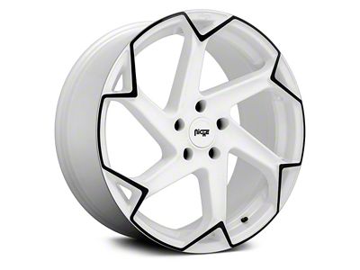 Niche Flash Gloss White with Black Wheel; Rear Only; 20x10.5; 35mm Offset (10-15 Camaro, Excluding ZL1)