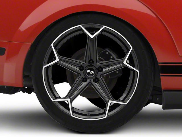 Niche Arrow Gloss Black with Brushed Face Wheel; Rear Only; 20x10.5 (05-09 Mustang)