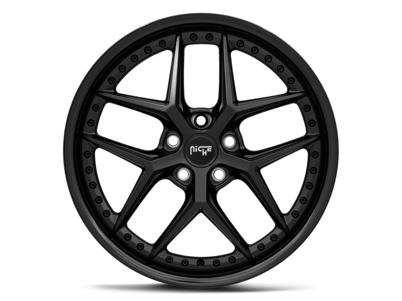 Niche Mustang Vice Gloss Black with Matte Black Lip Wheel; 20x9