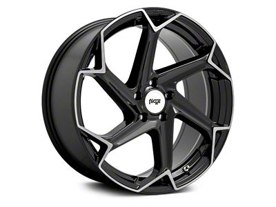 Niche Flash Gloss Black Brushed Wheel; Rear Only; 20x10.5; 35mm Offset (16-24 Camaro, Excluding ZL1)