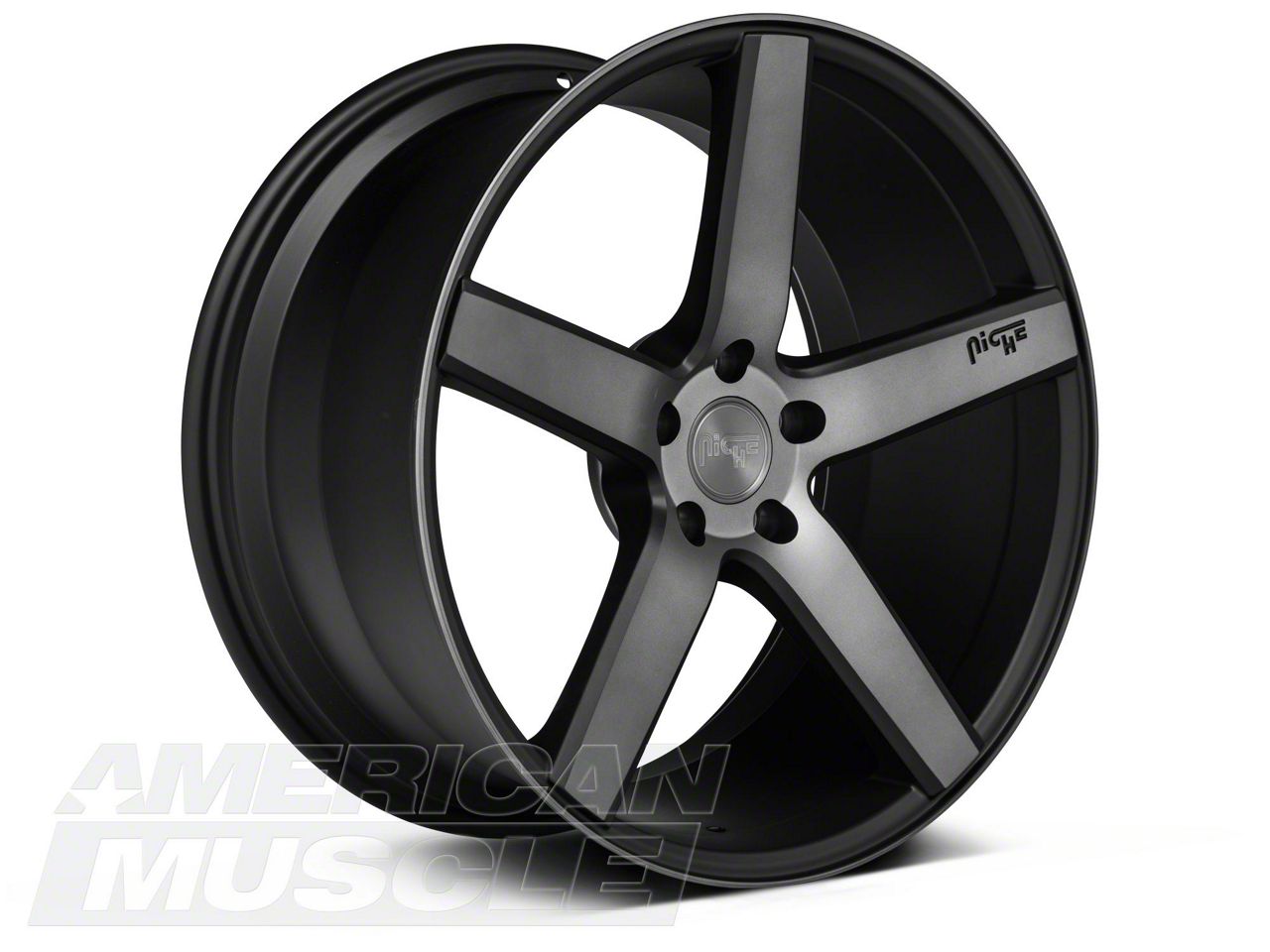 Niche Mustang Milan Matte Black Machined Wheel; Rear Only