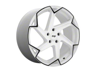 Niche Flash Gloss White with Black Wheel; 20x9; 35mm Offset (15-23 Mustang GT, EcoBoost, V6)