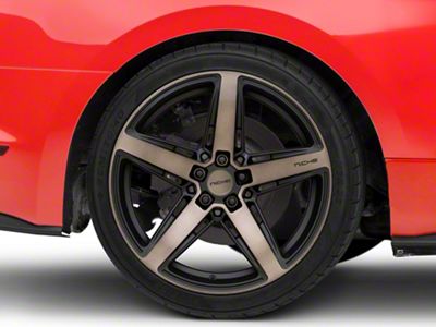 Niche Teramo Matte Black with Double Dark Tint Face Wheel; Rear Only; 20x11; 45mm Offset (15-23 Mustang GT, EcoBoost, V6)