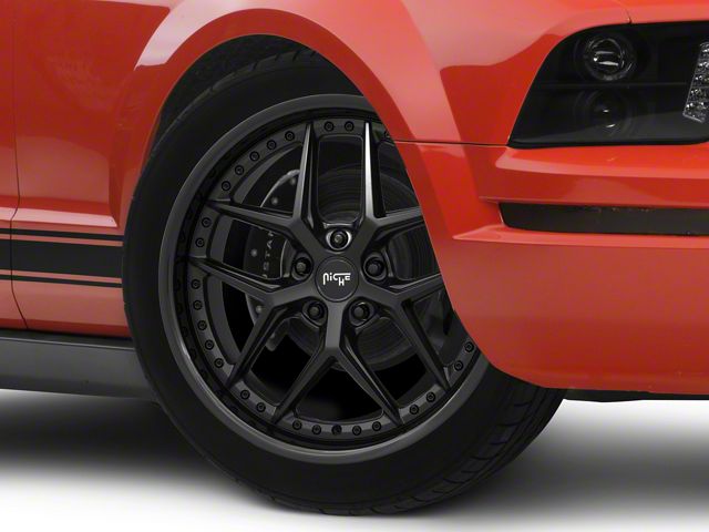 Niche Vice Gloss Black with Matte Black Lip Wheel; 20x9 (15-23 Mustang GT, EcoBoost, V6)
