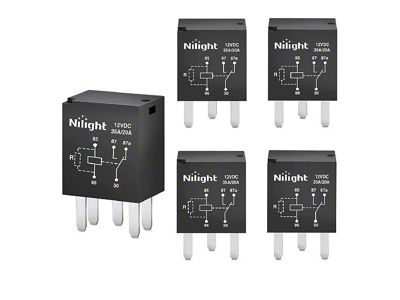5-Pin SPST Electrical Relays; 5-Pack