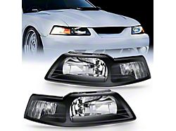 OE Style Headlights with Clear Reflector; Black Housing; Clear Lens (99-04 Mustang)