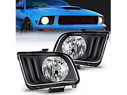 OE Style Headlights with Clear Reflector; Black Housing; Clear Lens (05-09 Mustang w/ Factory Halogen Headlights, Excluding GT500)