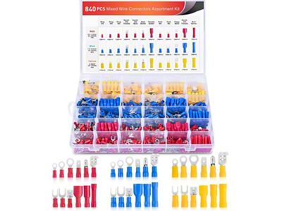 Electrical Wire Terminal Crimp Connectors; 840-Pieces