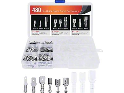 Spade Terminals with Insulated Sleeves; 480-Pieces