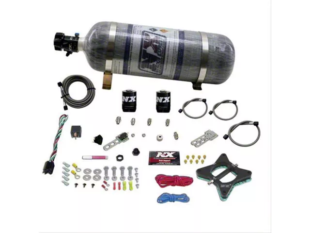 Nitrous Express 2-Valve Nitrous Plate System; 12 lb. Carbon Bottle (96-04 Mustang GT)