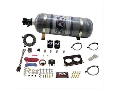 Nitrous Express 4-Valve Nitrous Plate System for Stock Throttle Bodies; 12 lb. Carbon Bottle (96-04 Mustang Cobra, Mach 1)