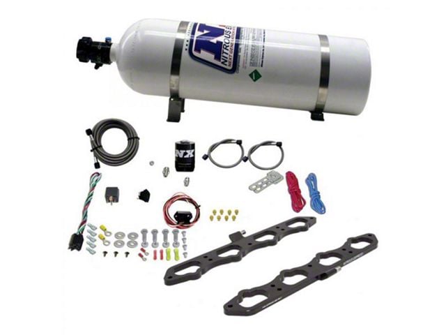 Nitrous Express Direct Port Nitrous Plate Dry System; 15 lb. Bottle (11-23 Mustang GT w/ 2018 GT Intake Manifold)
