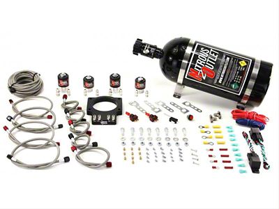 Nitrous Outlet 90mm Wet LSX Dual Stage Plate System; 12 lb. Bottle (10-15 V8 Camaro)