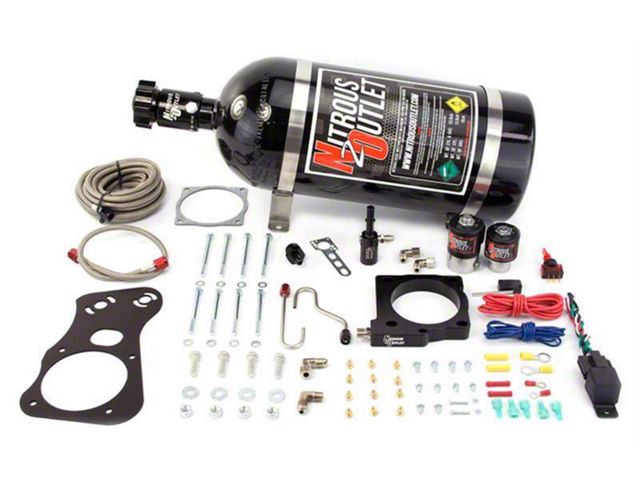 Nitrous Outlet 80mm 6.1L Hemi Intake Hardline Plate System; 12 lb. Bottle (08-10 6.1L HEMI Challenger)