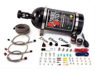 Nitrous Outlet Single Nozzle System; 10 lb. Bottle (08-23 5.7L HEMI, 6.1L HEMI Challenger)