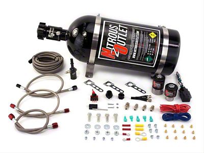 Nitrous Outlet Single Nozzle System; 12 lb. Bottle (08-23 5.7L HEMI, 6.1L HEMI Challenger)