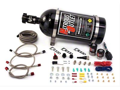 Nitrous Outlet Single Nozzle System; 15 lb. Bottle (08-23 5.7L HEMI, 6.1L HEMI Challenger)
