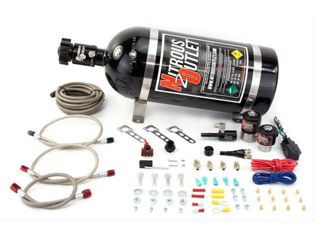 Nitrous Outlet Single Nozzle System; 10 lb. Bottle (11-15 Mustang GT)