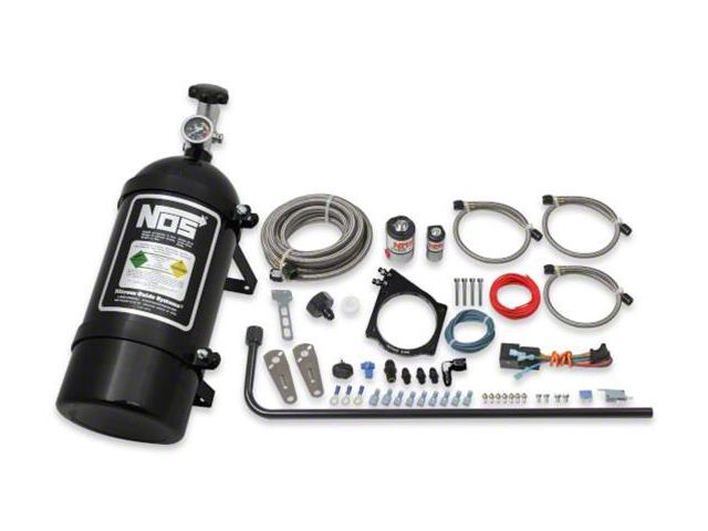 NOS Plate Wet Nitrous System for 102mm or 105mm 4-Bolt Cable Throttle Bodies; Black Bottle (10-15 V8 Camaro)