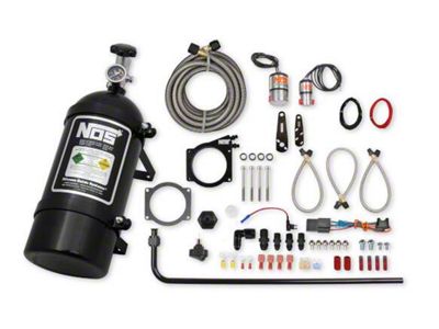 NOS Plate Wet Nitrous System for 90mm or 92mm 4-Bolt Drive-By-Wire Throttle Bodies; Black Bottle (10-15 V8 Camaro)