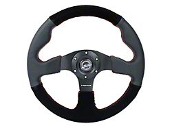 NRG Innovations 320mm Racing Steering Wheel; Black Leather/Suede with Red Stitching (Universal; Some Adaptation May Be Required)