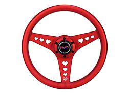 NRG Innovations All Aluminum 330mm Steering Wheel with Heart Cutout Spokes; Anodized Red (Universal; Some Adaptation May Be Required)