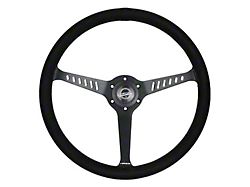 NRG Innovations Classic Stealth 380mm Steering Wheel; Vegan Suede with Black Stitching (Universal; Some Adaptation May Be Required)
