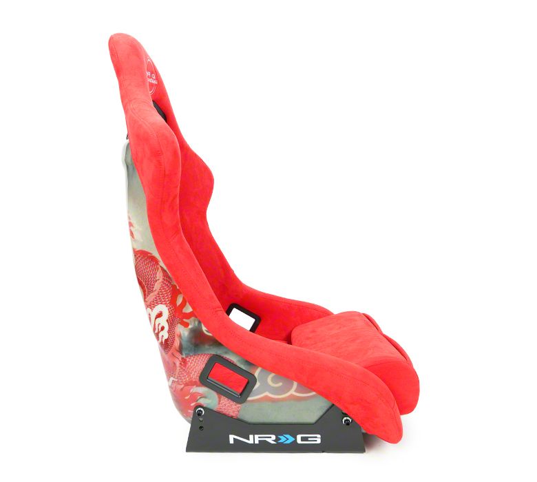 NRG Innovations Camaro Dragon Large Bucket Seat; Red Alcantara FRP