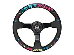 NRG Innovations Oak Tree Outlaws 350mm 3-Inch Deep Dish Steering Wheel; Black Perforated Leather (Universal; Some Adaptation May Be Required)