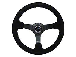 NRG Innovations 350mm 3-Inch Deep Dish Steering Wheel; Black Suede with Silver Stitching (Universal; Some Adaptation May Be Required)