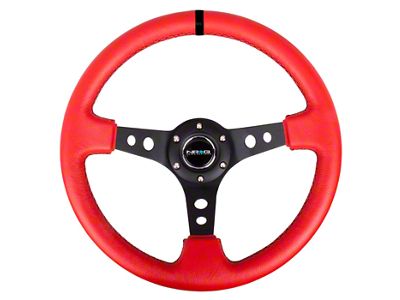 NRG Innovations 350mm 3-Inch Deep Dish Steering Wheel; Black Suede with Black Spokes and Stitching (Universal; Some Adaptation May Be Required)